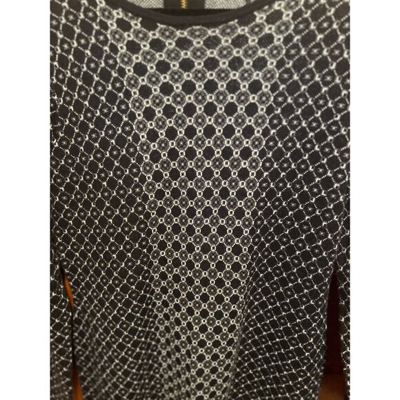 Cynthia Rowley Black & White Geometric Long Sleeve Knit Sweater Dress M‎ - Picture 5 of 11